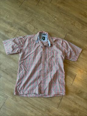 Beverly Hills Polo Club Short-Sleeve Checkered Button-Down Shirt Size Medium